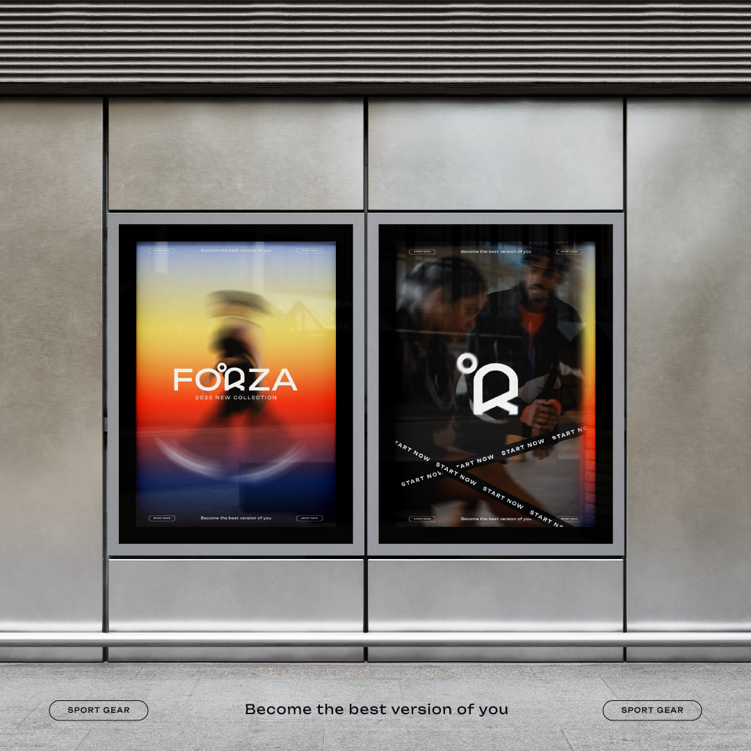 poster mockup design for FORZA sport gear brand
