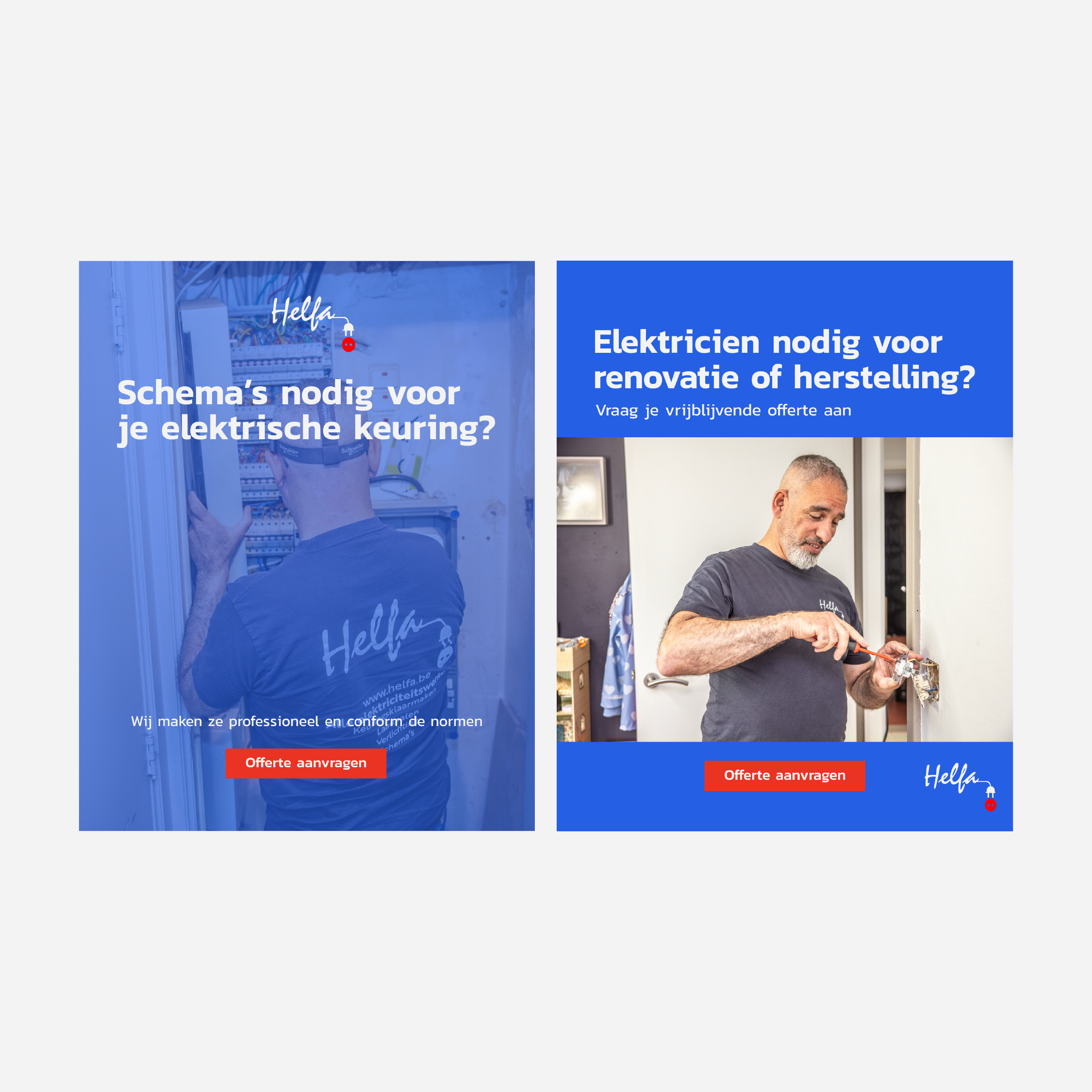 social media campaign visuals for Helfa electrical services